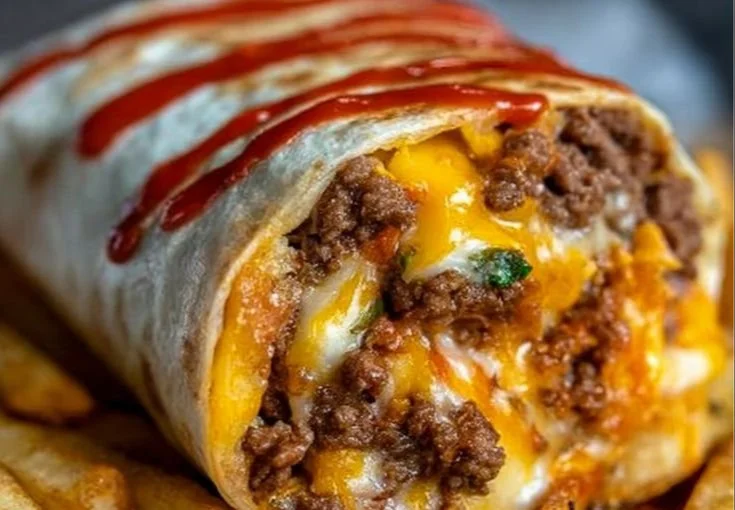 Delicious dirty fry steak and cheese burritos served with toppings