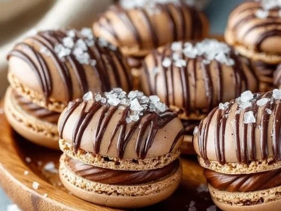 Delicious Ferrero Rocher Macarons with chocolate and hazelnut filling