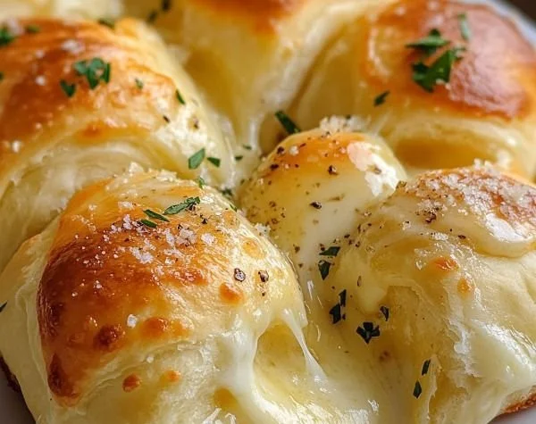 Delicious Garlic Cheese Crescent Rolls ready to serve