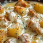 Garlic Parmesan Chicken cooked in a crockpot with potatoes for a delicious family meal