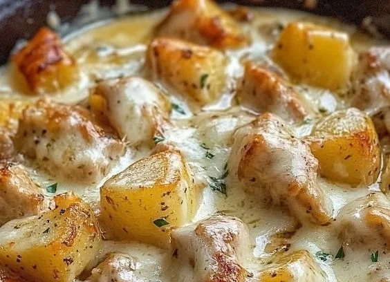 Garlic Parmesan Chicken cooked in a crockpot with potatoes for a delicious family meal