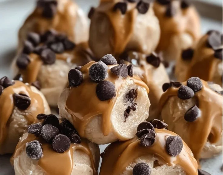 Greek yogurt peanut butter bites frozen snack in a bowl