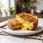 Easy grilled cheese sandwich with melted cheese and crispy golden bread