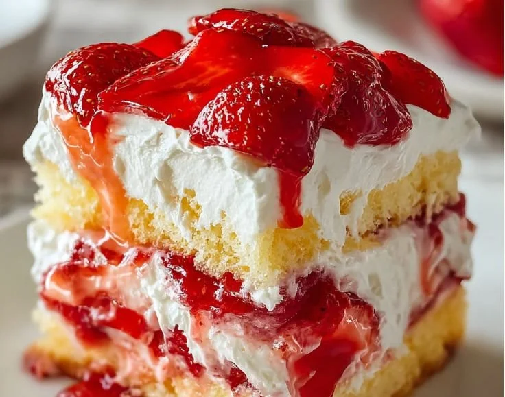 Delicious Heaven on Earth Cake with layers of cream and fruit