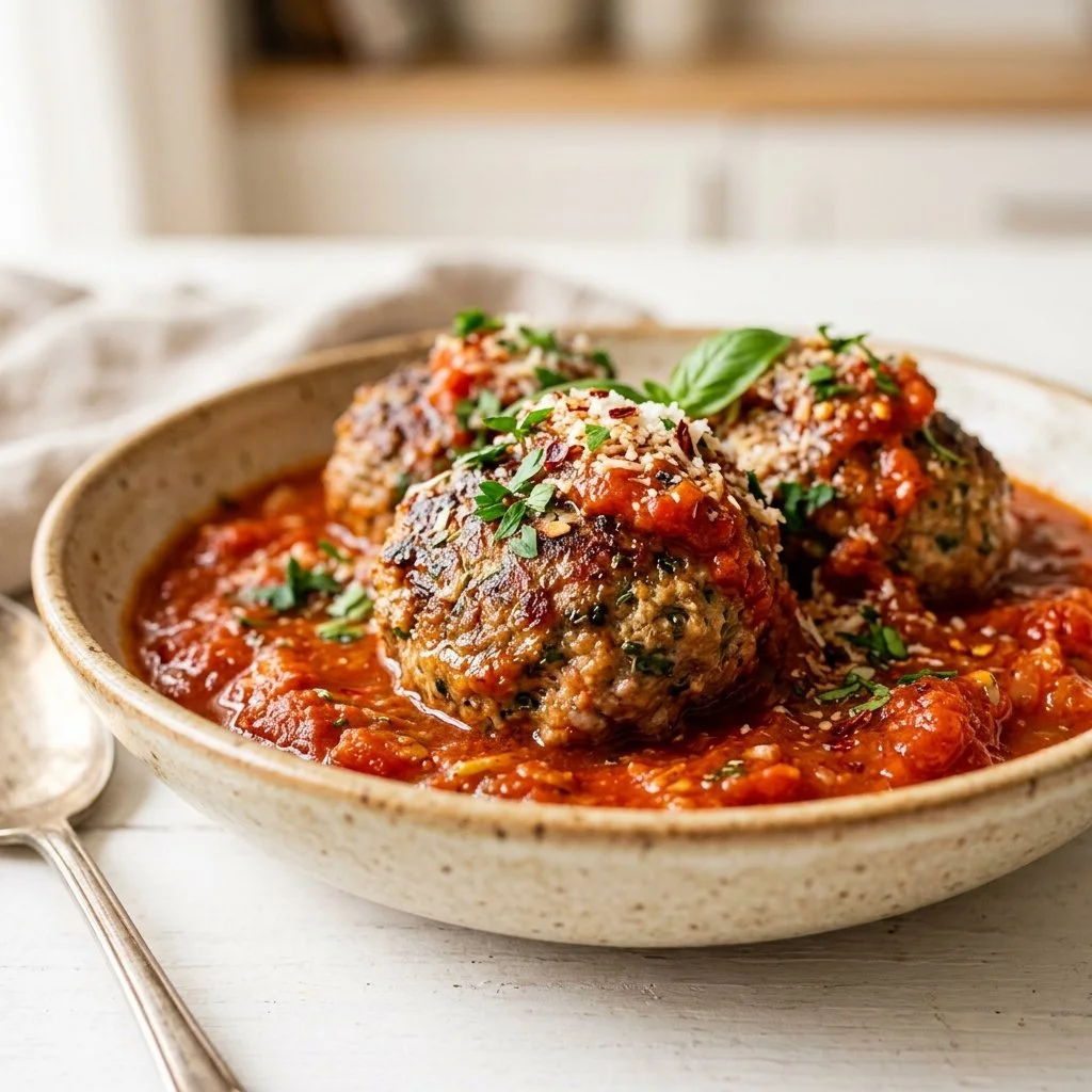 High protein meatballs served on a plate