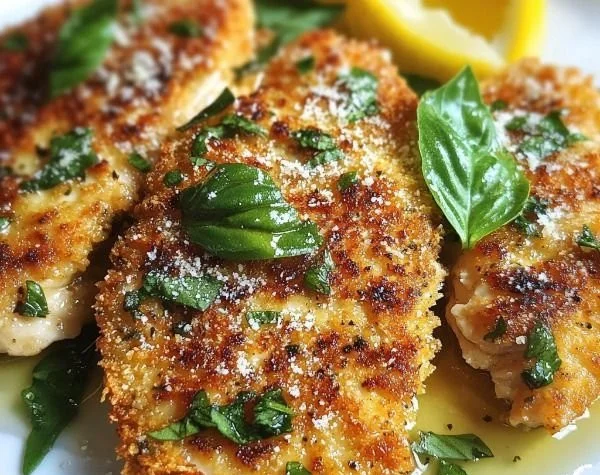 Italian Basil Chicken Cutlets with fresh basil and seasonings