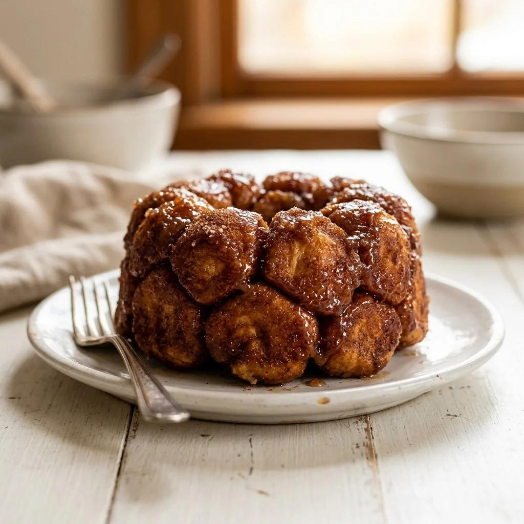 Homemade Monkey Bread fresh out of the oven, golden and gooey