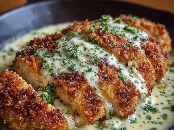 Parmesan Chicken dish at Longhorn Steakhouse with creamy sauce and crispy chicken