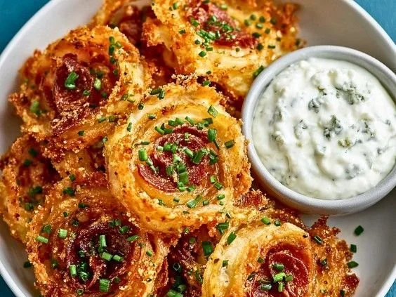 Crispy Parmesan Onion Rings served as a delicious snack or appetizer.
