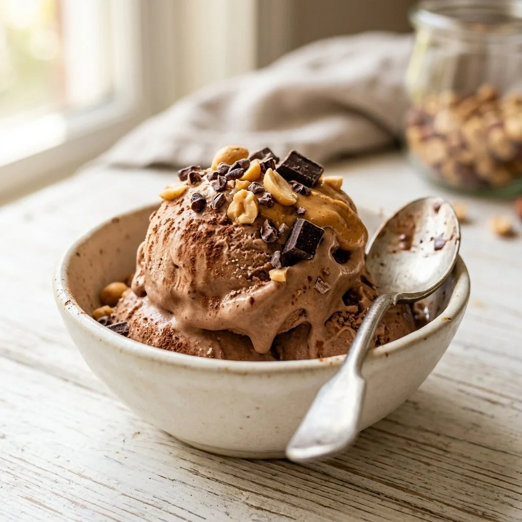 Delicious homemade Protein Ice Cream in a bowl