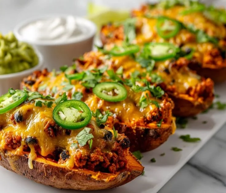 Protein-packed sweet potato boats filled with healthy toppings