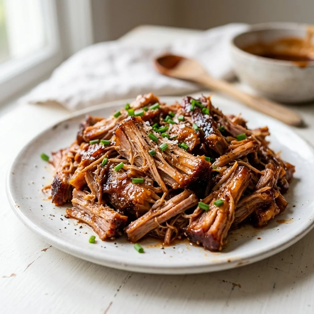 Delicious pulled pork served with coleslaw and barbecue sauce