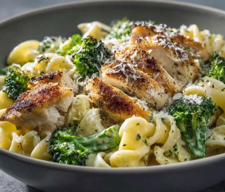 Delicious Rotisserie Chicken and Broccoli Pasta Recipe served in a bowl
