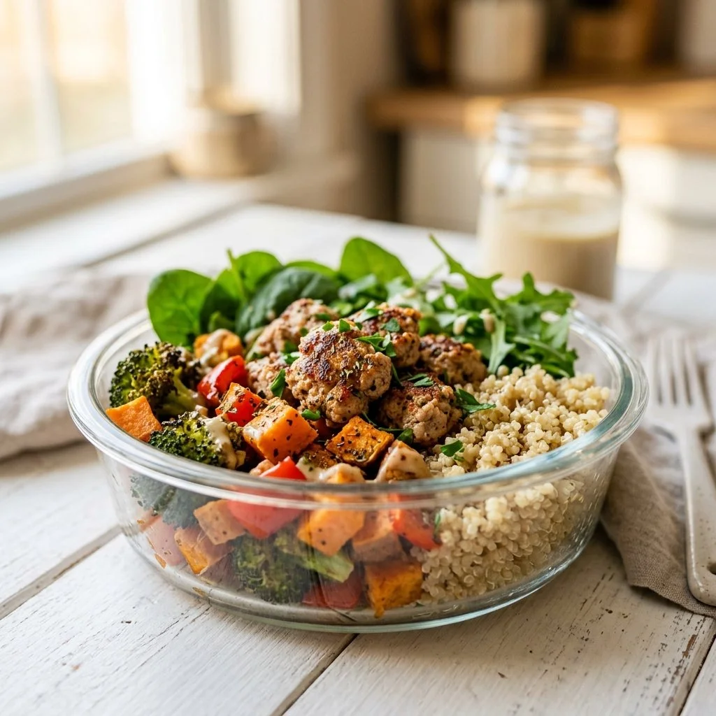 Delicious turkey meal prep recipe with fresh ingredients and healthy sides