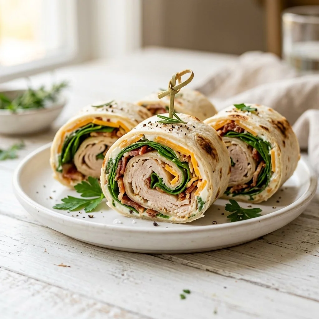 Healthy Turkey Roll Ups recipe with fresh ingredients