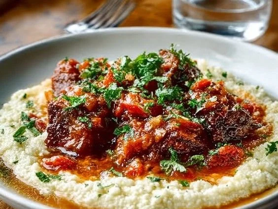 Delicious Turkish lamb and eggplant casserole served in a rustic dish