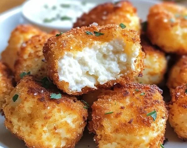 Two-ingredient cottage cheese tots served on a plate